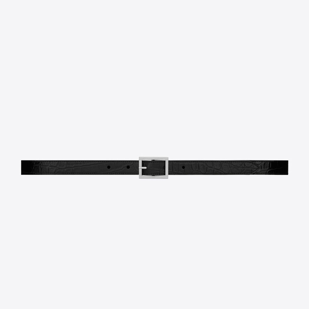 YSL Rectangular Buckle Thin Belt 715868 AAA17 1000