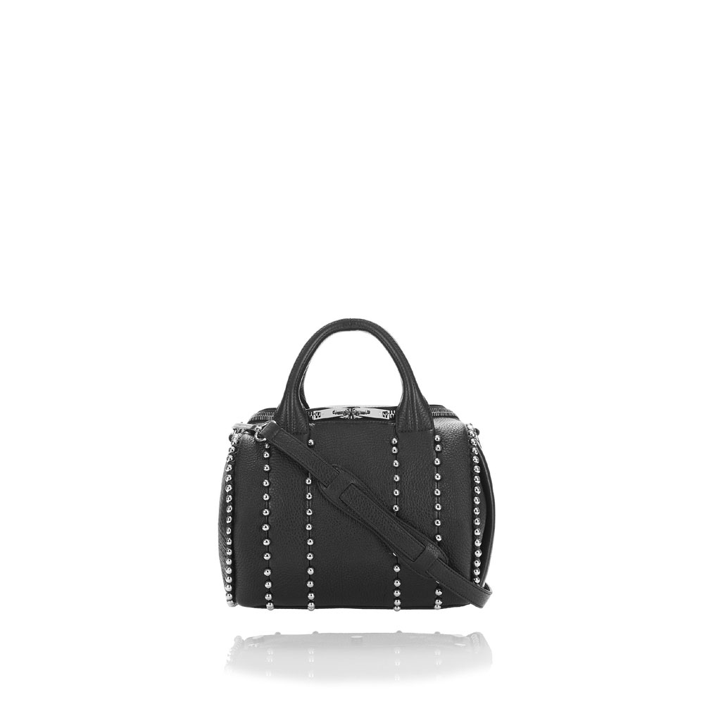 Alexander Wang ball stud rockie in matte black with rhodium 2027S0003L