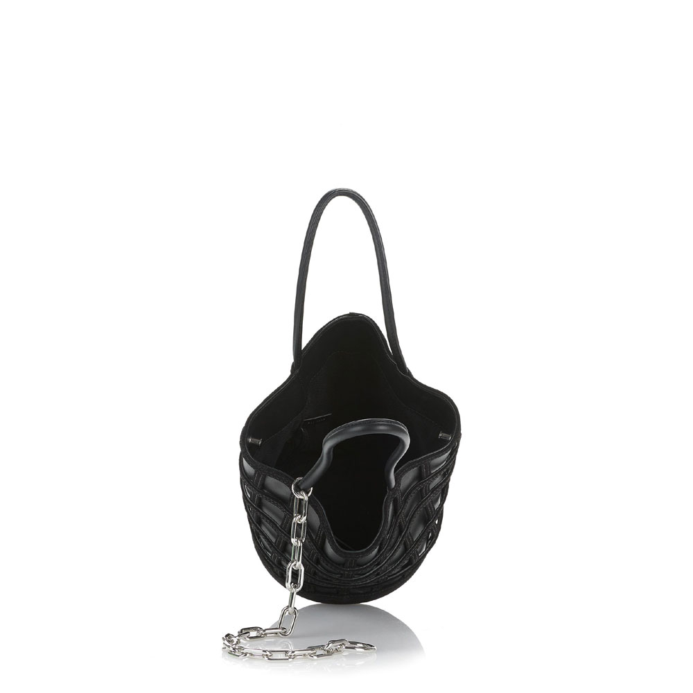 Alexander Wang caged roxy bucket in black with rhodium 2027T0058L - Photo-2