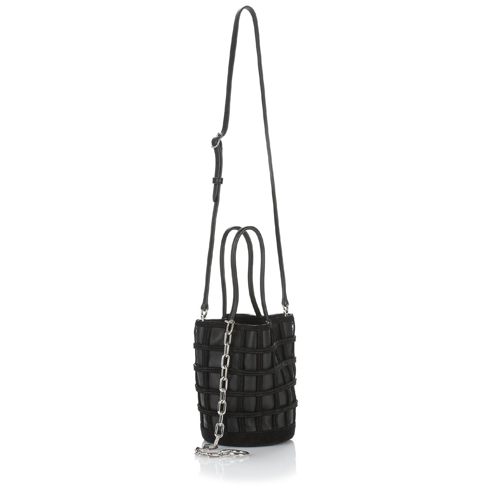 Alexander Wang caged roxy bucket in black with rhodium 2027T0058L - Photo-3