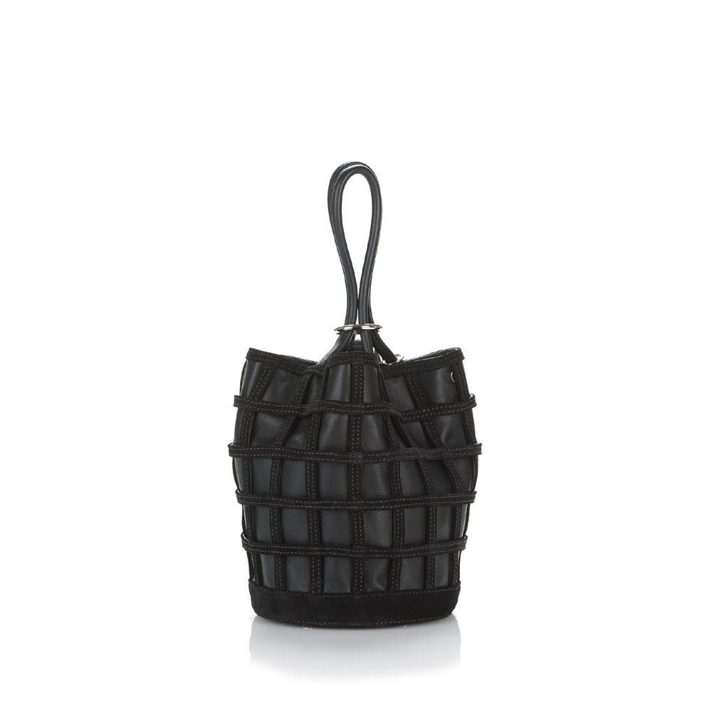 Alexander Wang caged roxy bucket in black with rhodium 2027T0058L - Photo-4