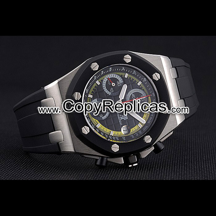 Swiss Audemars Piguet Royal Oak Offshore Black And Yellow Dial Stainless AP5542 - Photo-2