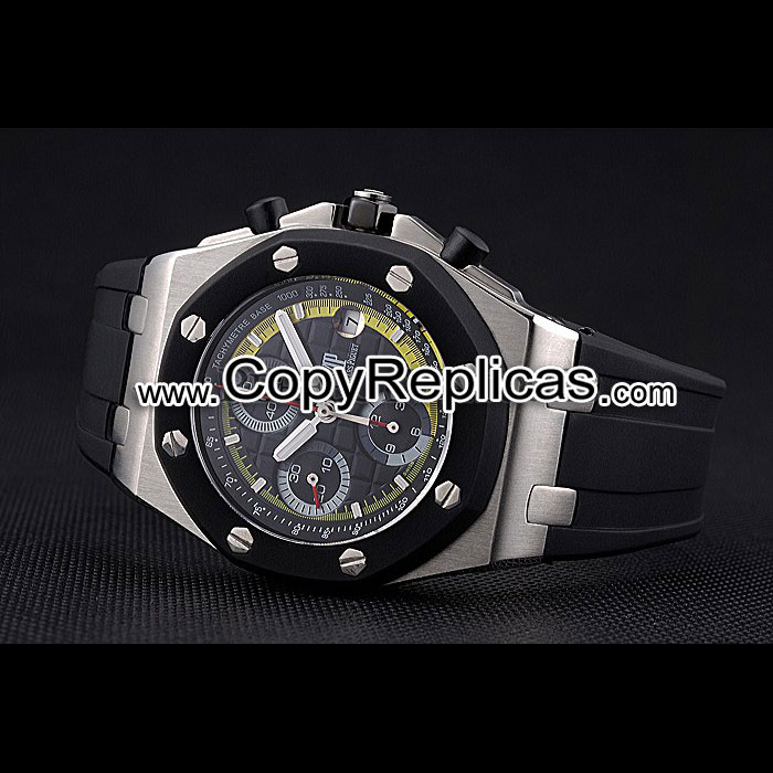 Swiss Audemars Piguet Royal Oak Offshore Black And Yellow Dial Stainless AP5542 - Photo-3