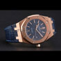 Swiss Audemars Piguet Royal Oak Blue Dial Gold Case Blue Leather Strap AP5541 - thumb-2