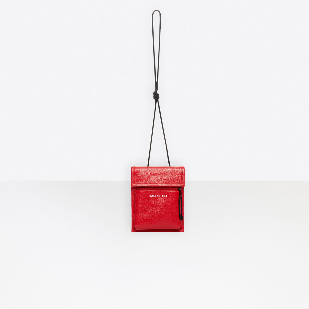 Balenciaga Explorer Pouch Strap Leather Red 532298 DB505 6501 - Photo-3