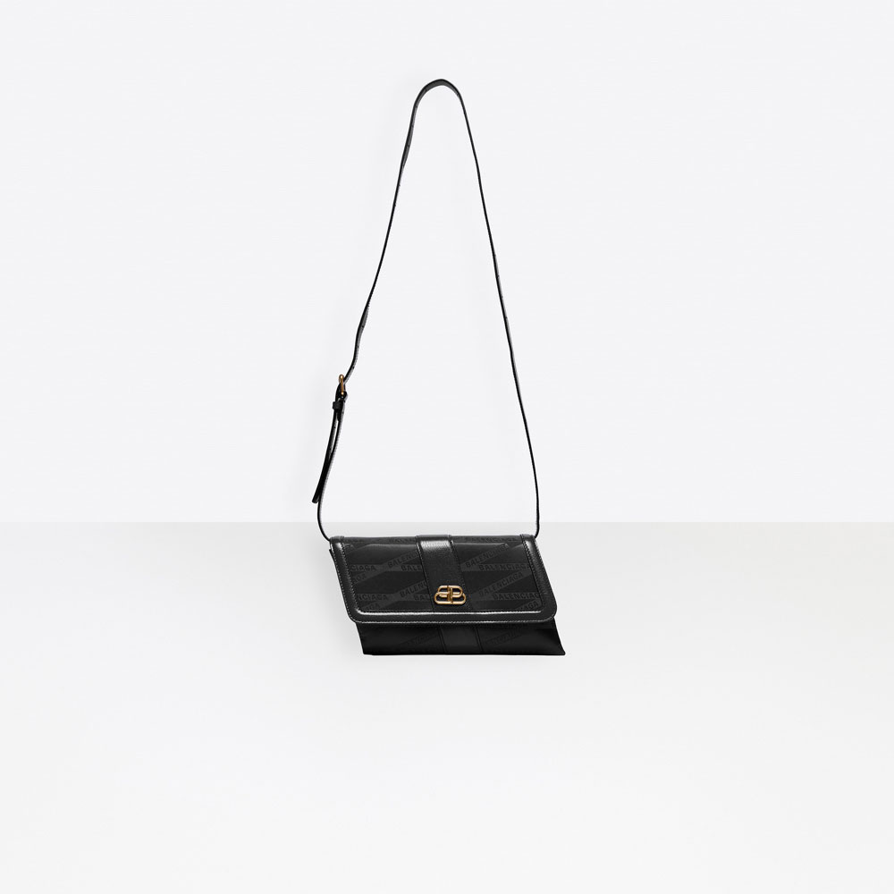 Balenciaga Monogram Shift Wallet On Strap Black 581101 9291M 1000 - Photo-3
