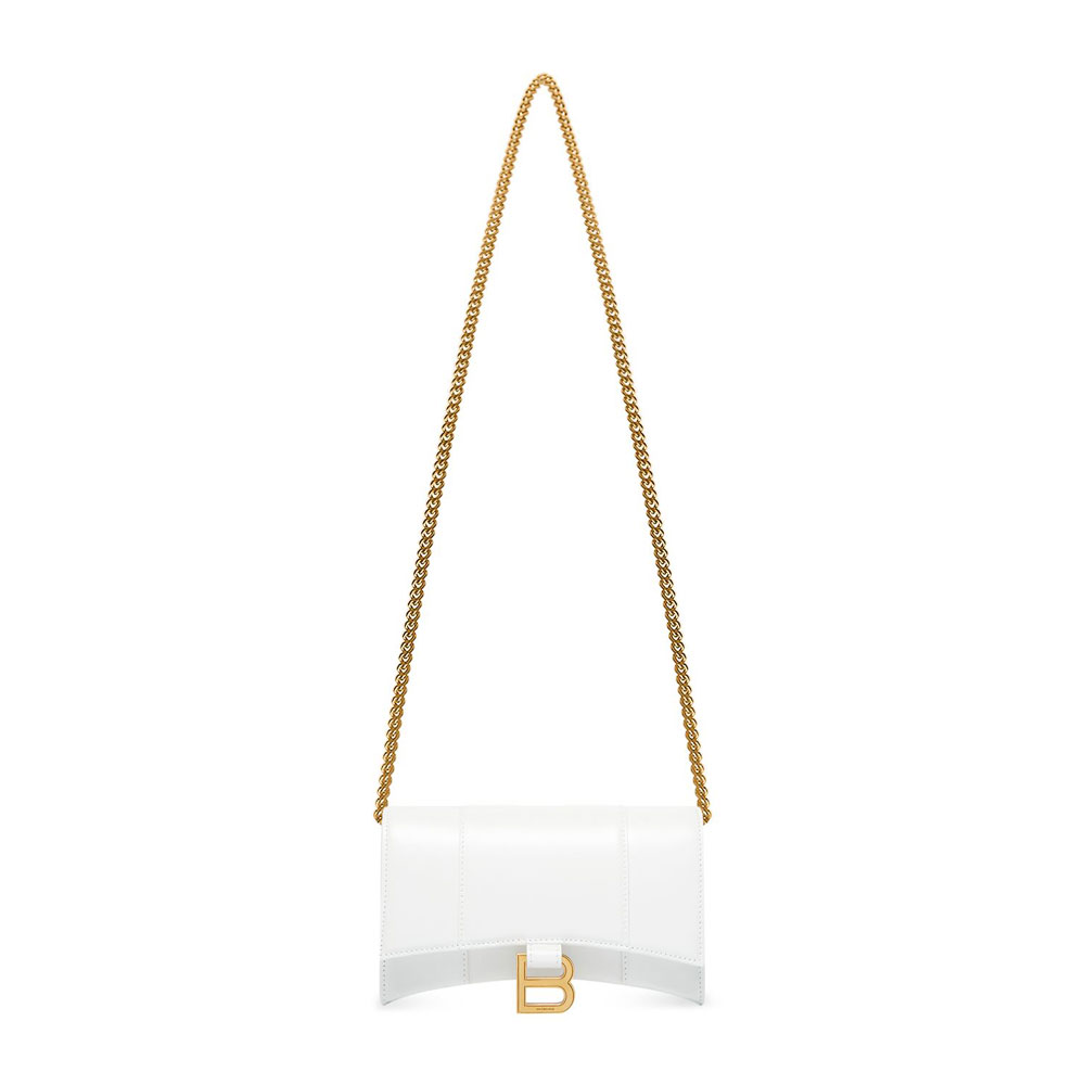 Balenciaga Hourglass Wallet On Chain Box in White 656050 1QJ4M 9000