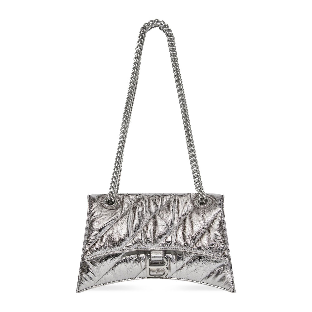 Balenciaga Crush Small Chain Bag Metallized Silver 716351 210IW 8110