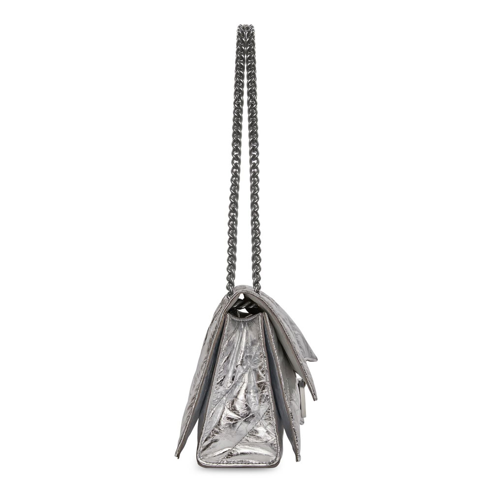 Balenciaga Crush Small Chain Bag Metallized Silver 716351 210IW 8110 - Photo-3