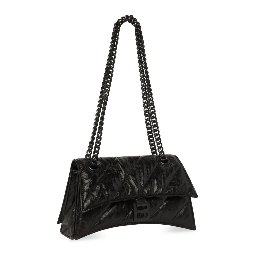 Balenciaga Crush Small Chain Bag Quilted in Black 716351 210IY 1000 - Photo-2