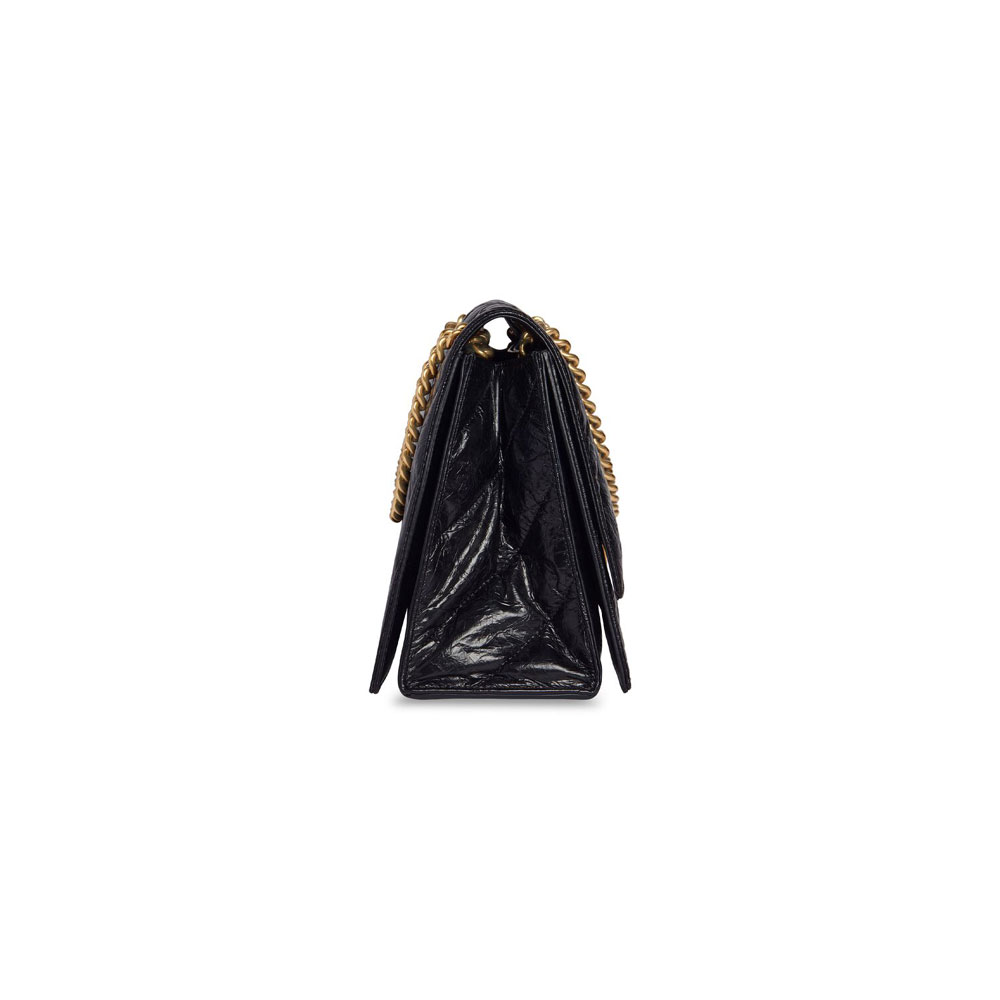 Balenciaga Crush Medium Chain Bag Quilted in Black 716393 210J1 1000 - Photo-3