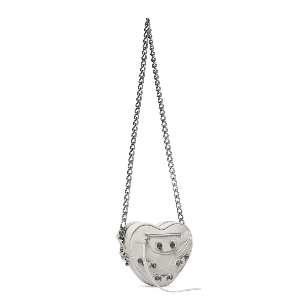 Balenciaga Le Cagole Heart Mini Bag in Optic White 722781 1VG9Y 9104 - Photo-2