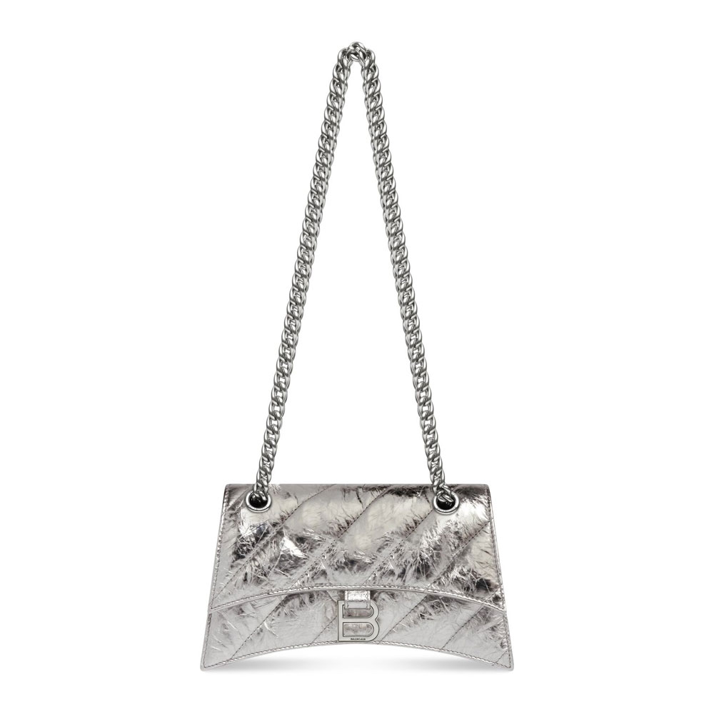 Balenciaga Crush Xs Chain Bag Metallized Silver 736016 210IW 8110