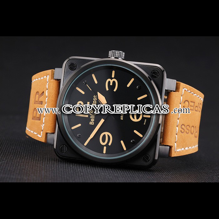 Bell Ross BR 01-92 Black Dial Black Case Brown Leather Strap BR5583 - Photo-2