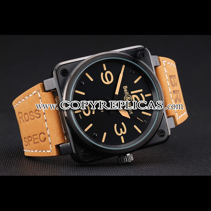 Bell Ross BR 01-92 Black Dial Black Case Brown Leather Strap BR5583 - Photo-3
