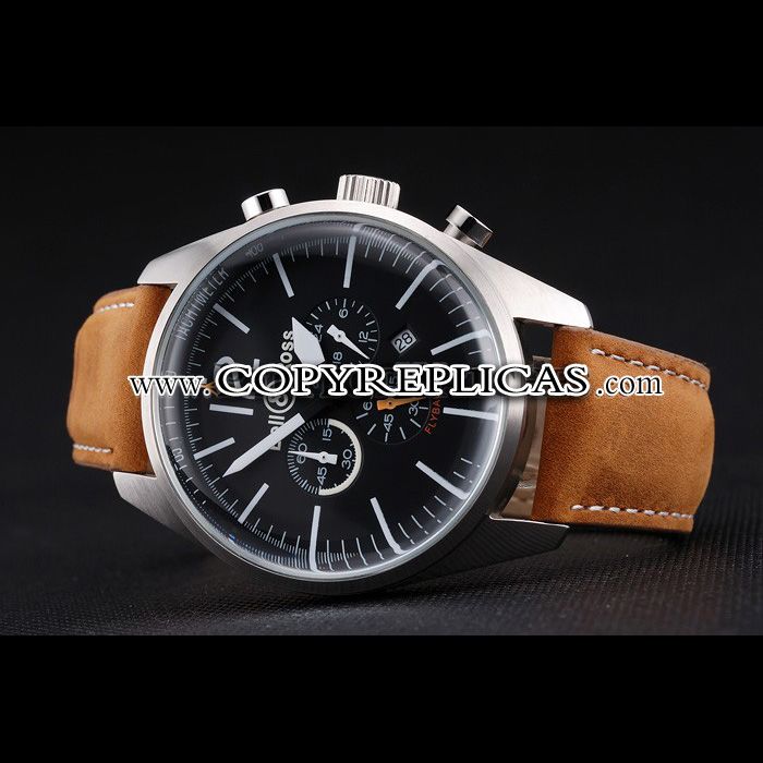 Bell Ross BR126 Flyback Black Dial Silver Case Brown Suede Leather Strap BR5590 - Photo-2
