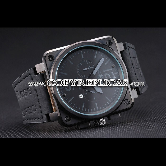 Bell Ross BR 03-94 Black Dial White Numerals Silver Case Brown Leather Strap BR5601 - Photo-3