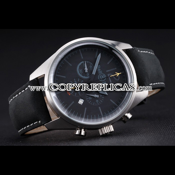 Bell Ross BR126 Flyback Black Dial Silver Case Black Suede Leather Strap BR5607 - Photo-3