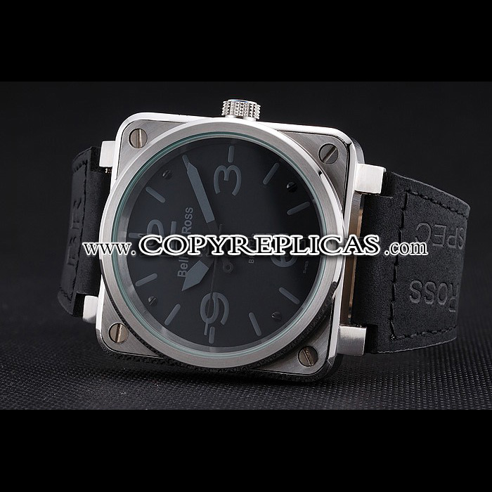 Bell Ross BR 01-92 Black Dial Silver Case Black Leather Strap BR5608 - Photo-2