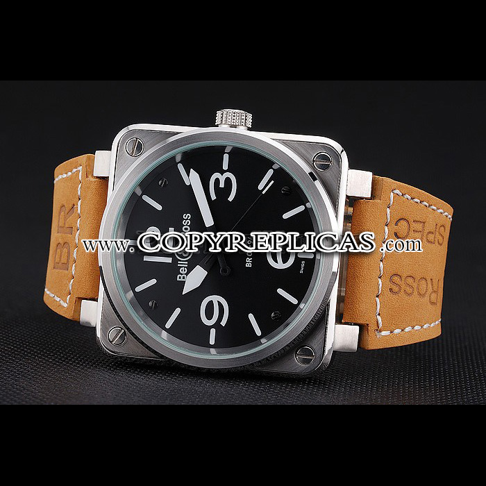 Bell Ross BR 01-94 Black Dial Silver Case Brown Leather Strap BR5609 - Photo-2