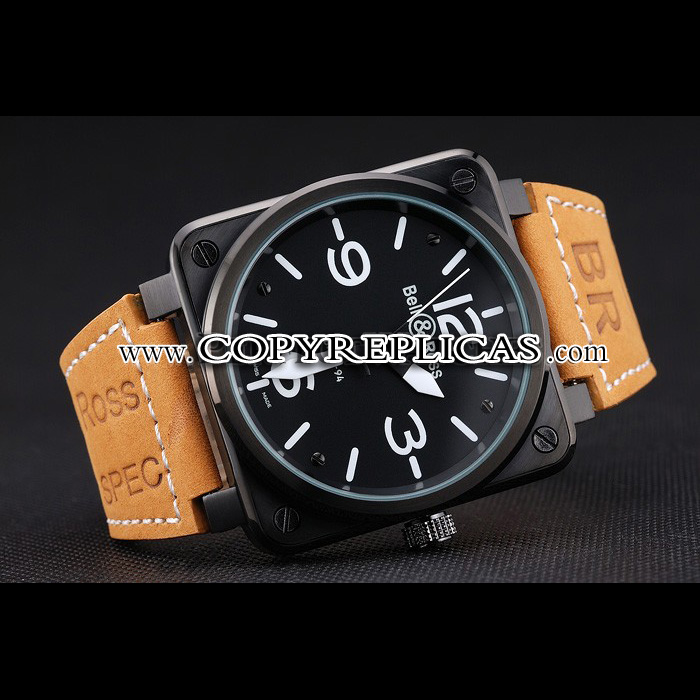 Bell Ross BR 01-94 Black Dial Black Case Brown Leather Strap BR5610 - Photo-3