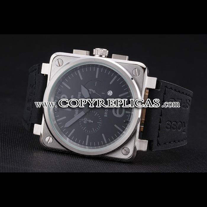 Bell Ross BR 03-94 Black Dial Silver Case Black Leather Strap BR5611 - Photo-2