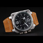 Bell Ross BR 03-94 Black Dial Silver Case Brown Leather Strap BR5597 - thumb-3
