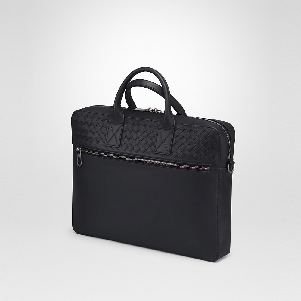 Bottega Veneta briefcase in nero calf leather intrecciato details 45324955NN - Photo-2