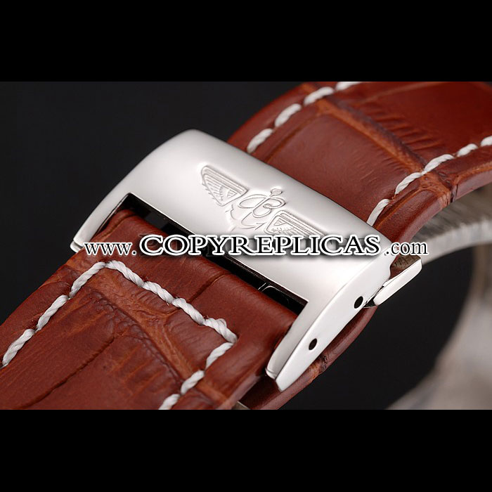 Breitling Transocean Beige Dial Brown Leather Strap Polished Stainless Steel Bezel BL5632 - Photo-4