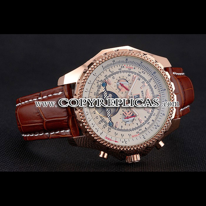 Breitling For Bentley Mulliner Tourbillon White Dial Rose Gold Case Brown Leather Strap BL5636 - Photo-2