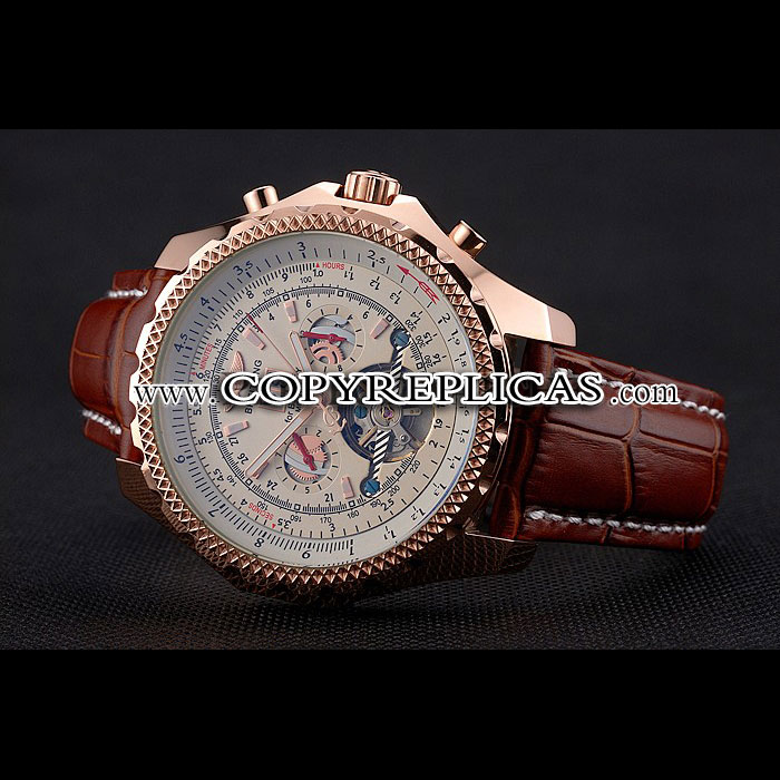 Breitling For Bentley Mulliner Tourbillon White Dial Rose Gold Case Brown Leather Strap BL5636 - Photo-3