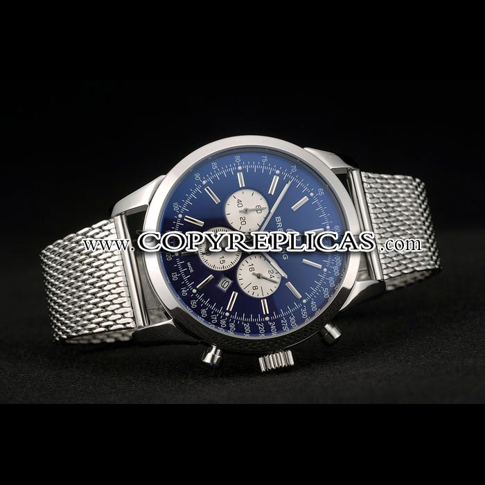 Breitling Transocean Stainless Steel Case Blue Dial BL5637 - Photo-2