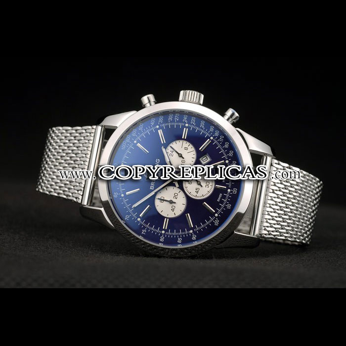 Breitling Transocean Stainless Steel Case Blue Dial BL5637 - Photo-3