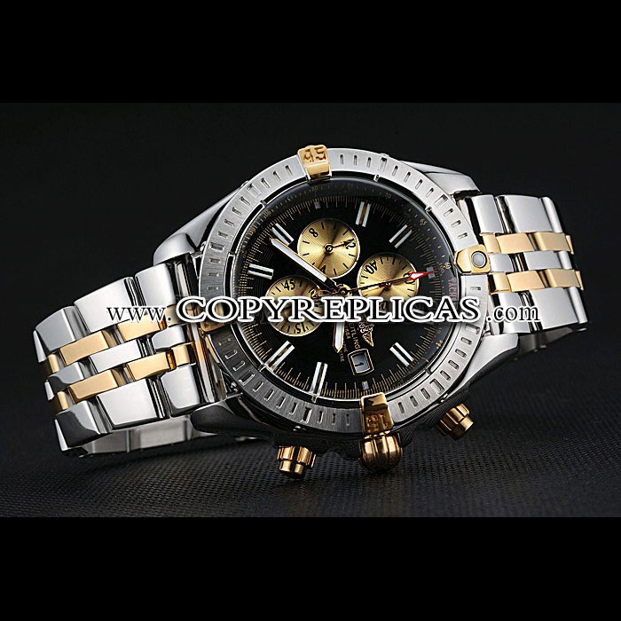 Breitling Chronomat Black Dial Stainless Steel Gold Bracelet BL5648 - Photo-2