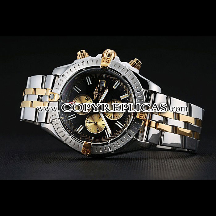 Breitling Chronomat Black Dial Stainless Steel Gold Bracelet BL5648 - Photo-3