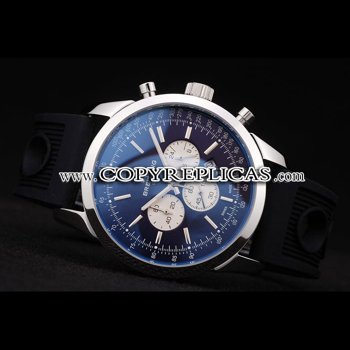 Breitling Transocean Black Dial Black Rubber Strap Polished Stainless Steel Bezel BL5651 - Photo-3