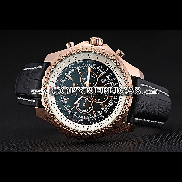 Breitling Bentley Motors Speed Gold Case Black Dial Black Leather Bracelet BL5656 - Photo-2