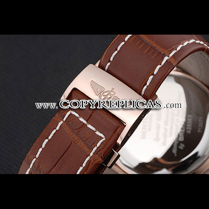 Breitling Bentley Motors Speed Gold Case White Dial Brown Leather Bracelet BL5665 - Photo-4