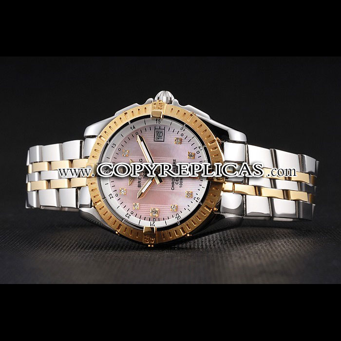 Breitling Colt Lady Pink Dial Diamond Hour Marks Gold Bezel Steel Case Two Tone Bracelet BL5675 - Photo-2