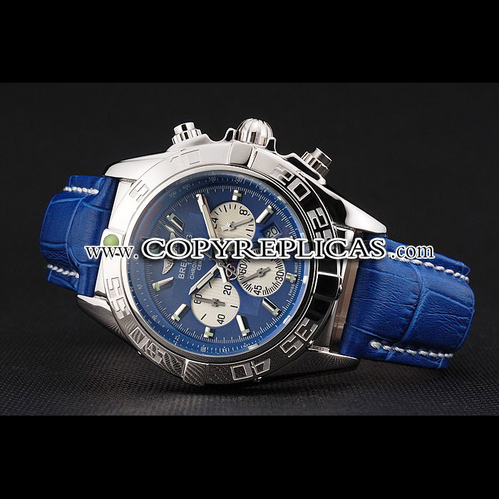 Breitling Chronomat Patrouille De France Blue Dial Steel Case Blue Leather Strap BL5682 - Photo-2