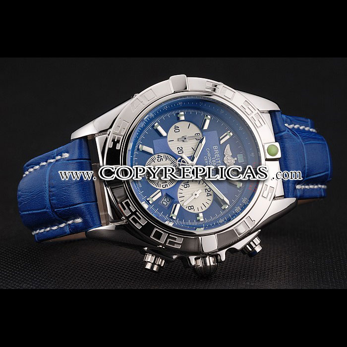 Breitling Chronomat Patrouille De France Blue Dial Steel Case Blue Leather Strap BL5682 - Photo-3