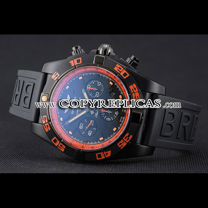 Swiss Breitling Chronomat 44 Raven Black Orange Dial Black Case Black Rubber Strap BL5700 - Photo-2