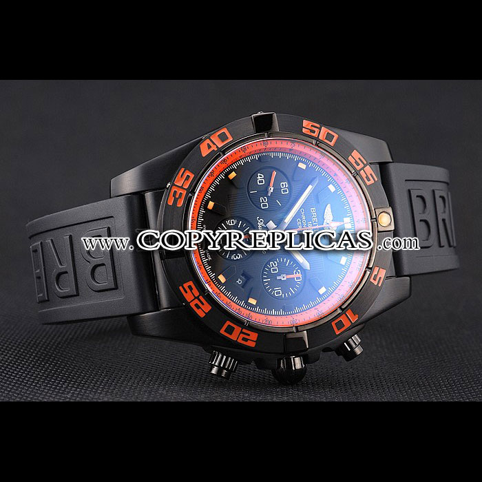 Swiss Breitling Chronomat 44 Raven Black Orange Dial Black Case Black Rubber Strap BL5700 - Photo-3
