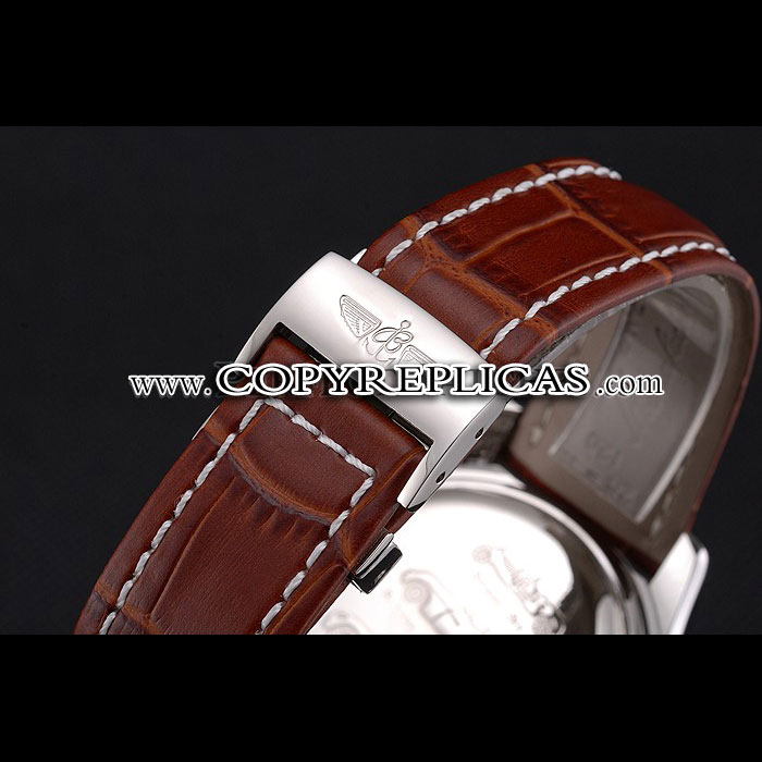 Breitling Bentley Motors T Stainless Steel Case White Dial Brown Leather Bracelet BL5711 - Photo-4