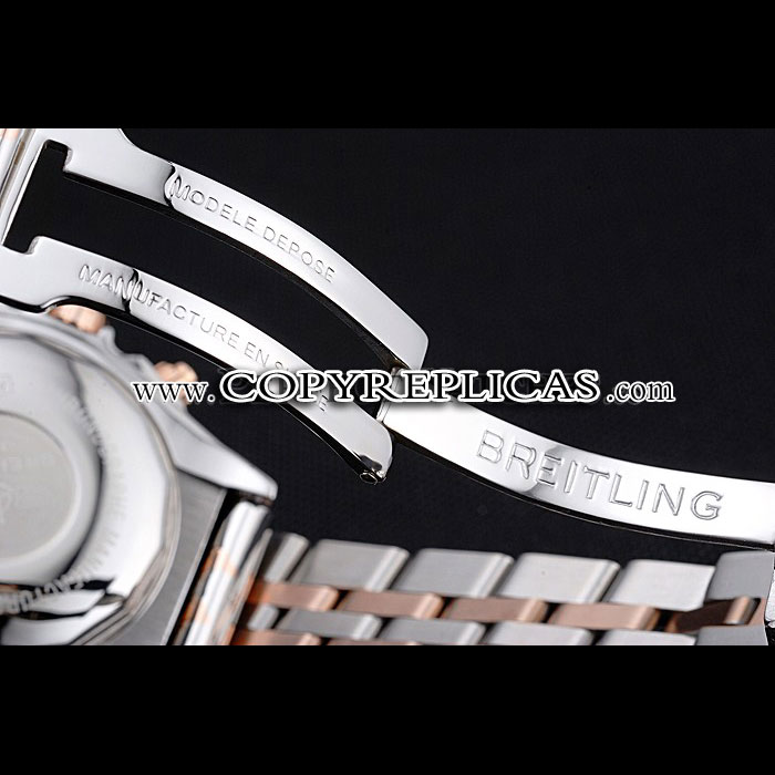 Breitling Chronomat White Dial Rose Gold Bezel Subdials Stainless Steel Two Tone Bracelet BL5721 - Photo-4