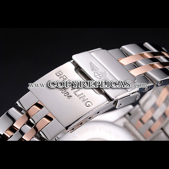 Breitling Chronomat Black Dial Rose Gold Bezel Subdials Steel Case Two Tone Bracelet BL5722 - Photo-4