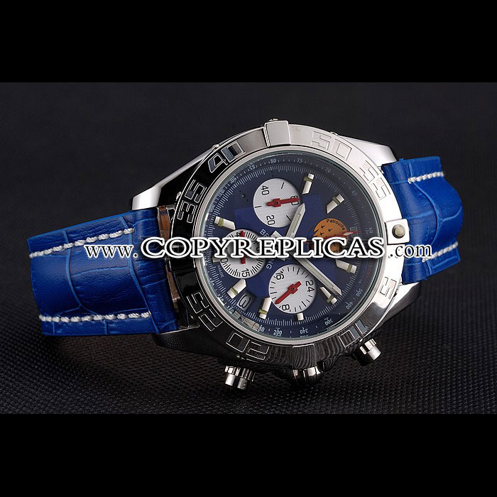 Breitling Chronomat Frecce Tricolori Blue Dial Stainless Steel Case Blue Leather Strap BL5723 - Photo-3