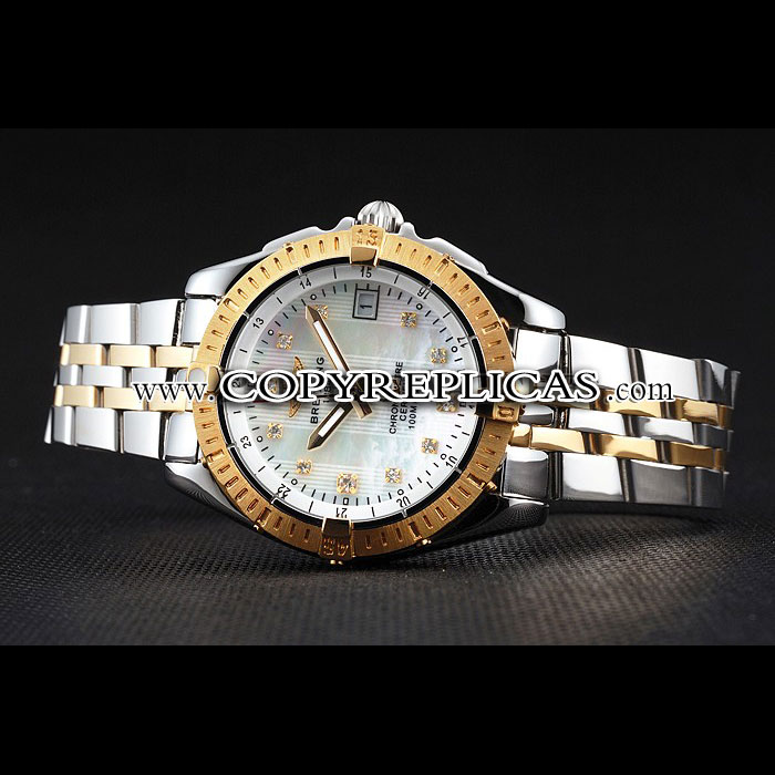 Breitling Colt Lady Pearl Dial Diamond Hour Marks Gold Bezel Steel Case Two Tone Bracelet BL5725 - Photo-2