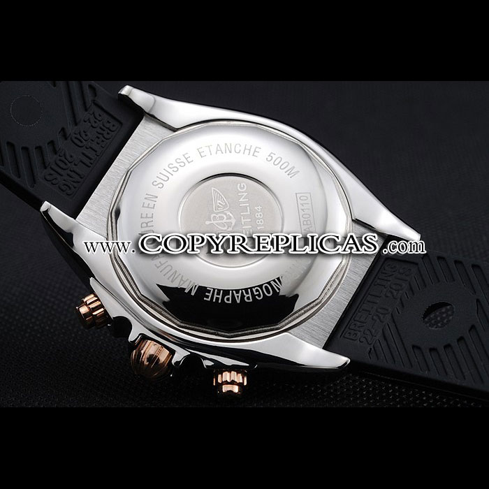Breitling Chronomat Rose-Gold Highlight Ribbed Black Rubber Strap White Dial BL5727 - Photo-4