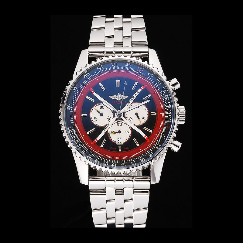 Breitling Certifie Polished Silver Stainless Steel Strap Black Dial Chronograph BL5730